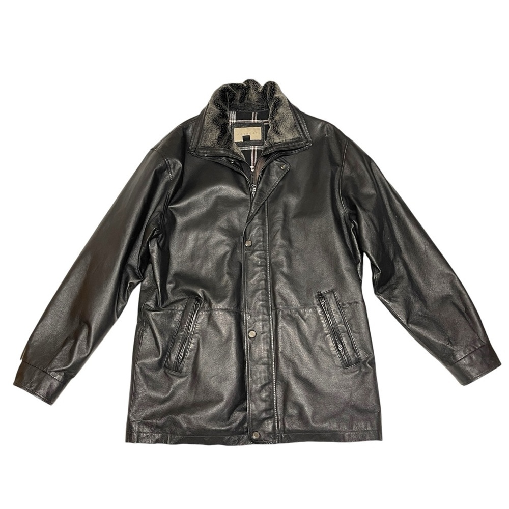 Retreat leather barn jacket black size M Tall vintage removable sherpa
